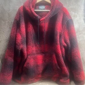 Lazer Red and Black Men's Hoodie Sweater